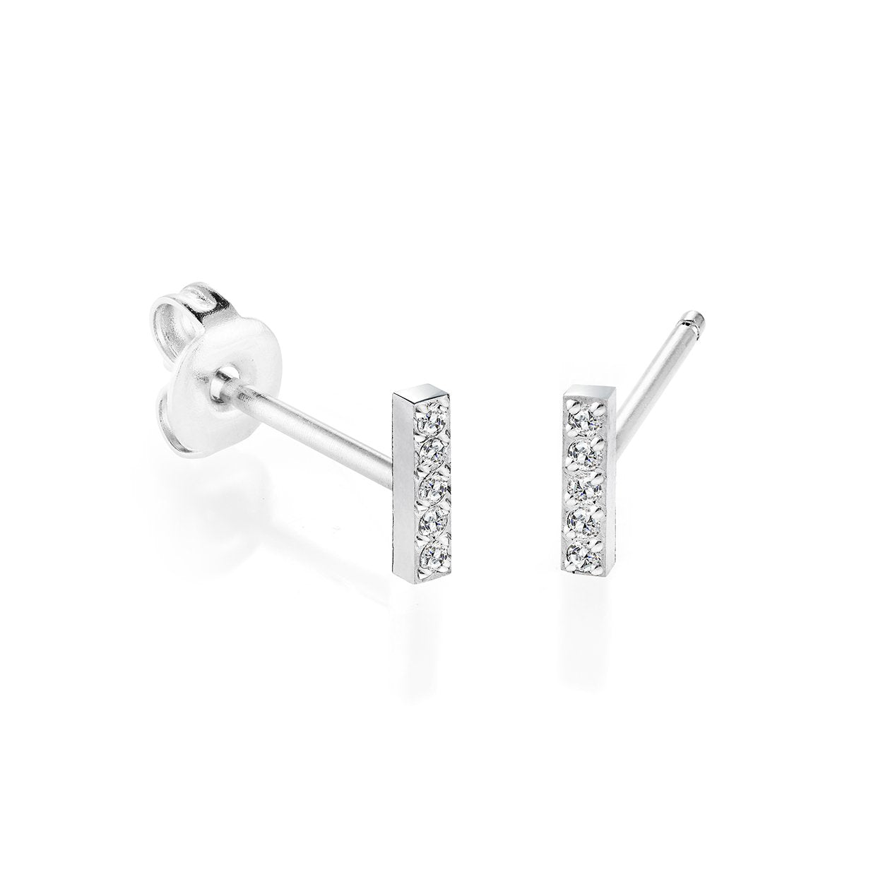 Childrens Stainless Steel Cubic Zirconia Bar Studs