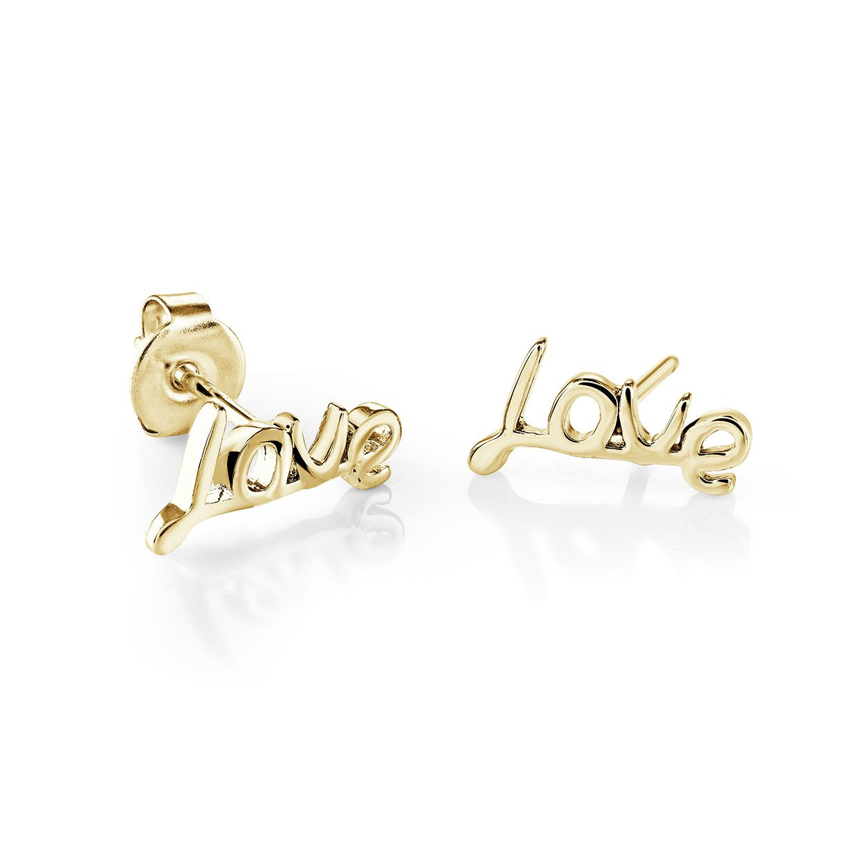 Children’s Gold IP "Love" Script Stud Earrings