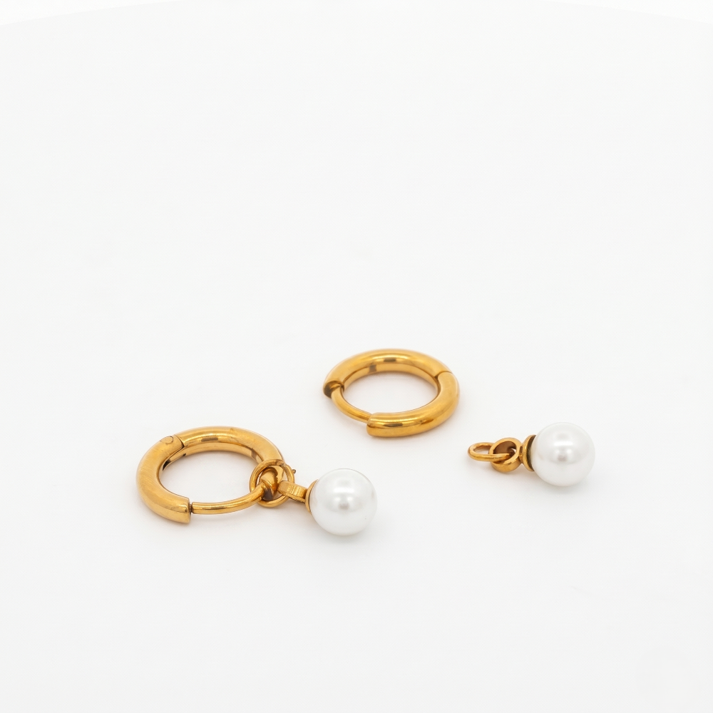 Children’s Gold IP Pearl Drop Hoop Earrings