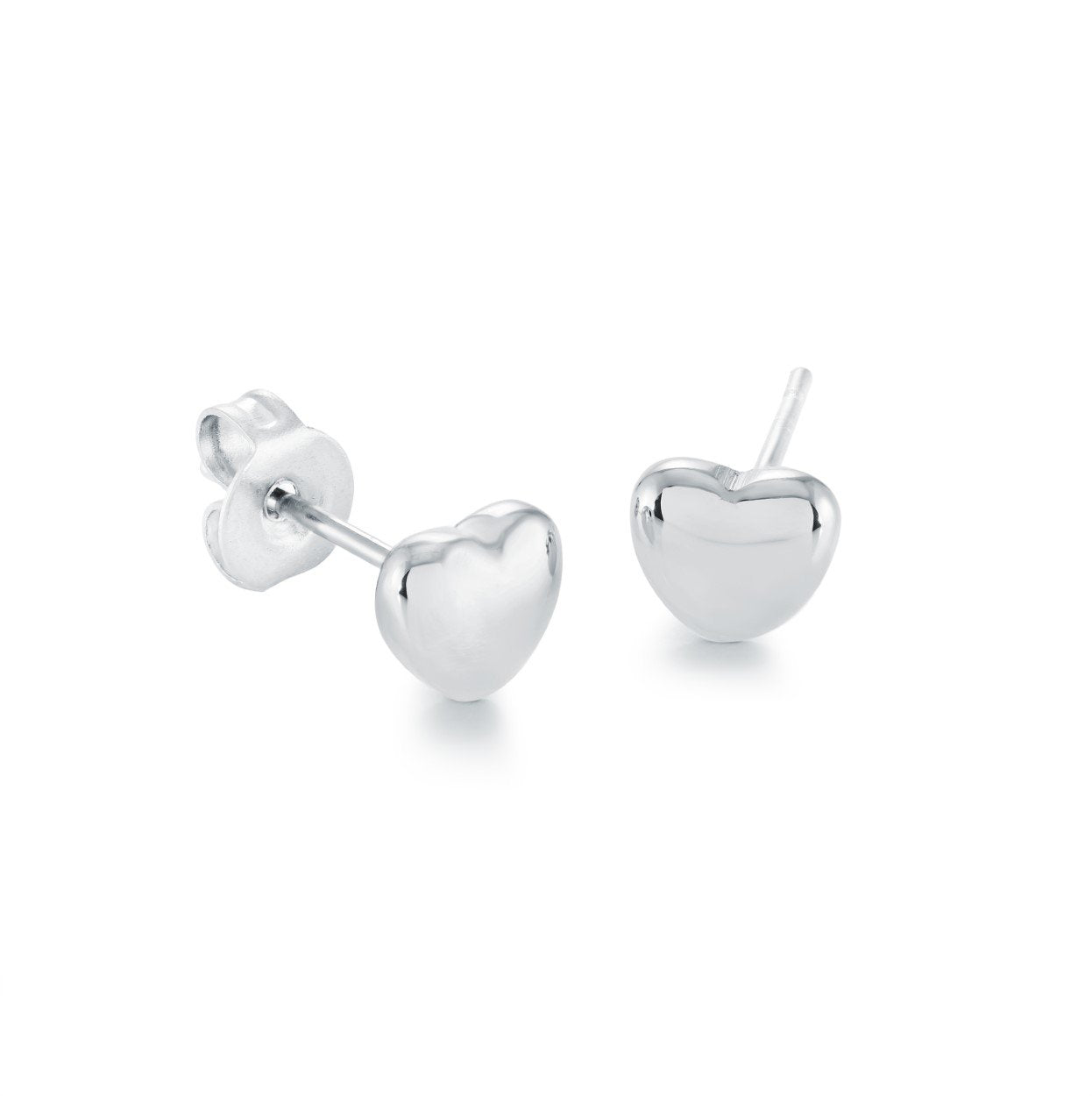 Childrens Stainless Steel Puff Heart Stud Earrings