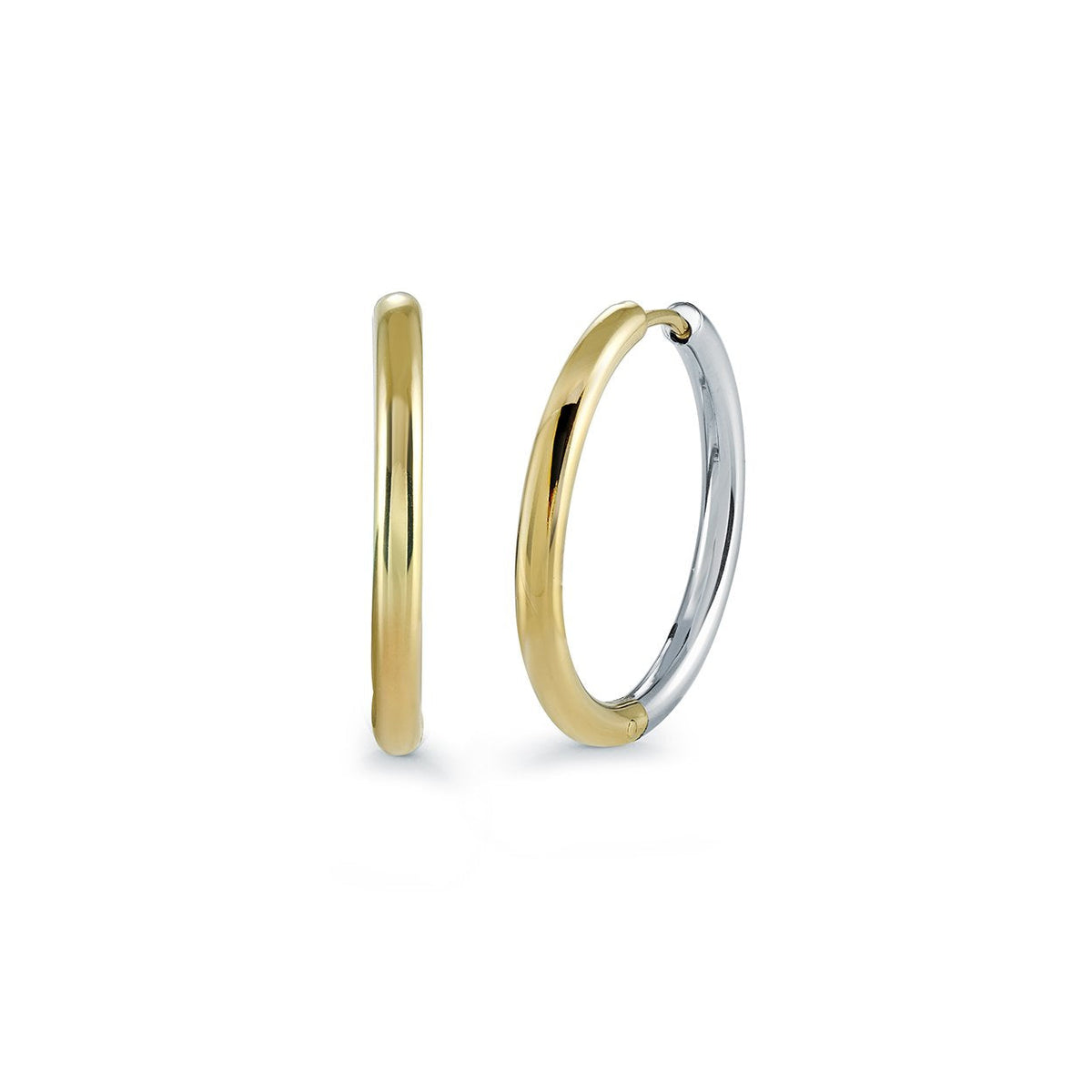 Two-Tone 15mm Huggie Hoop Earrings