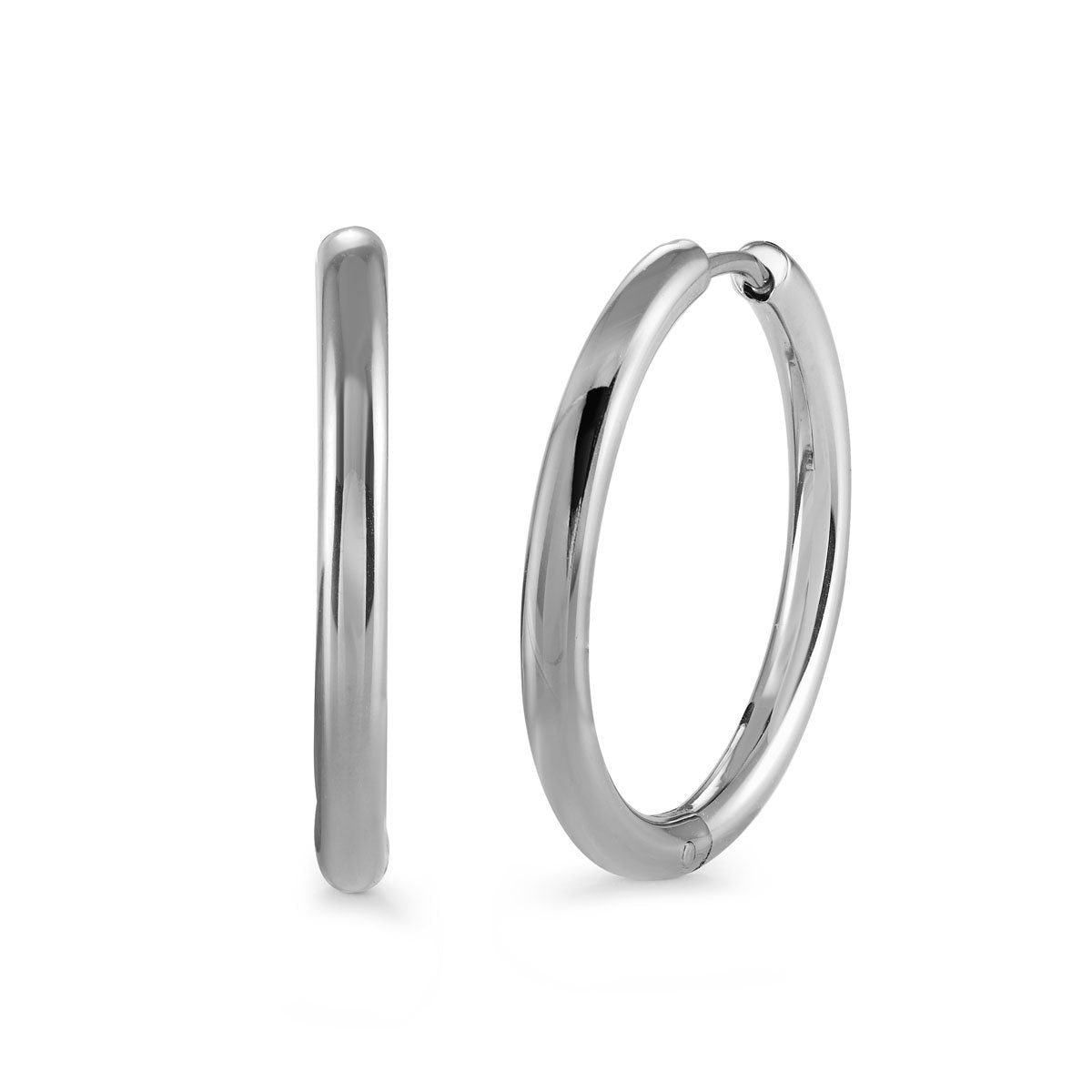 Stainless Steel 25mm Round Huggie Hoops