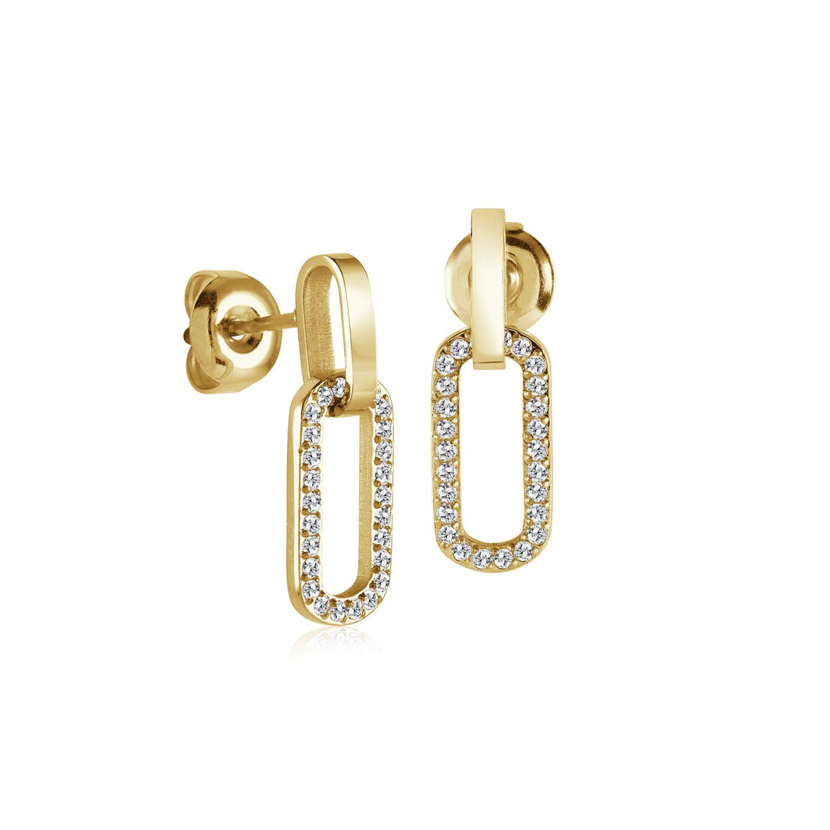 Double Paperclip Link Drop Earring with CZ