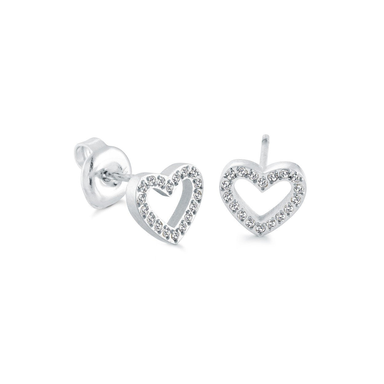 Dainty CZ Heart Stud Earrings
