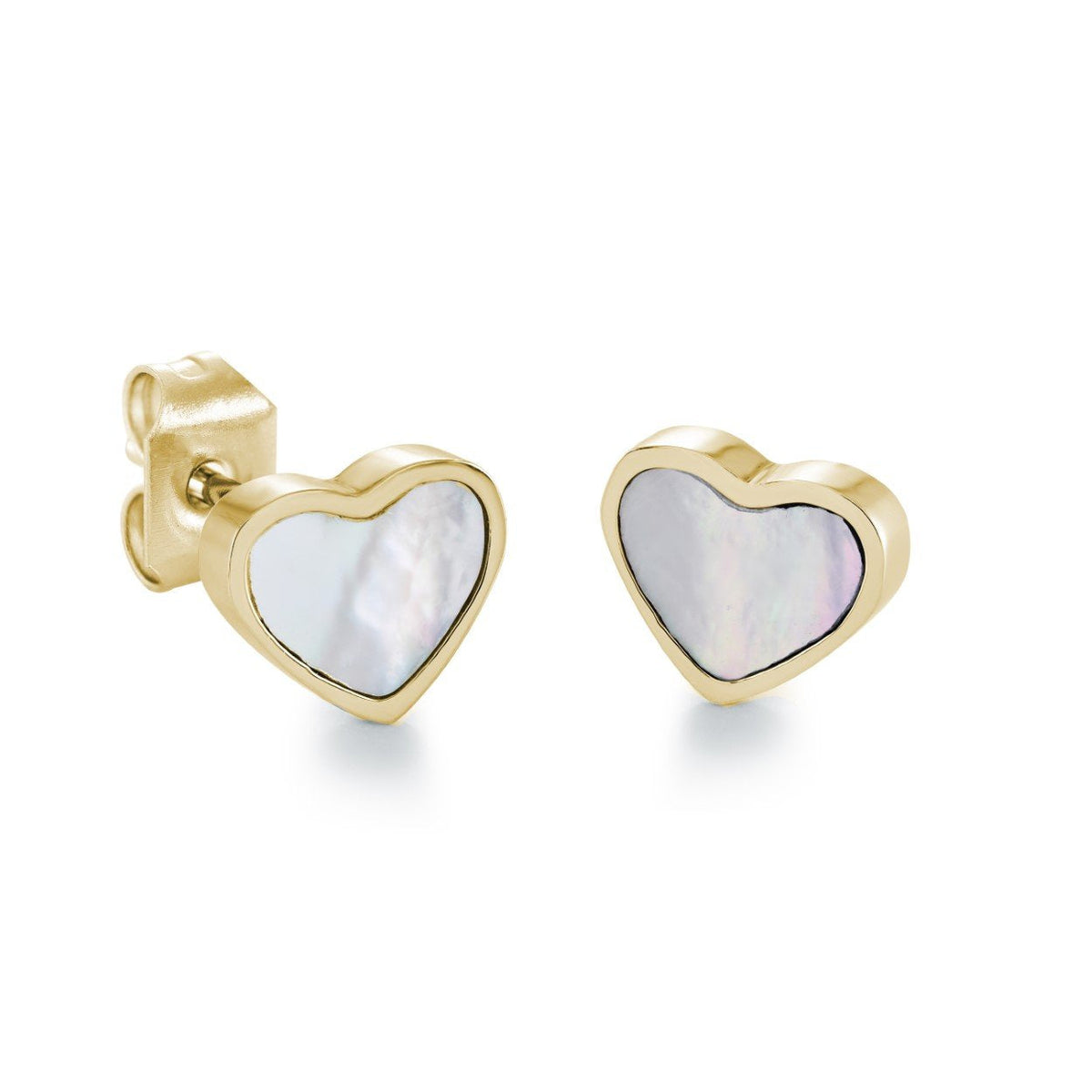 Mother-of-Pearl GP Heart Stud Earrings