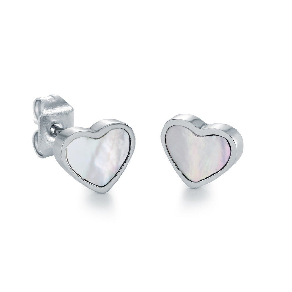 Mother-of-Pearl Heart Stud Earrings