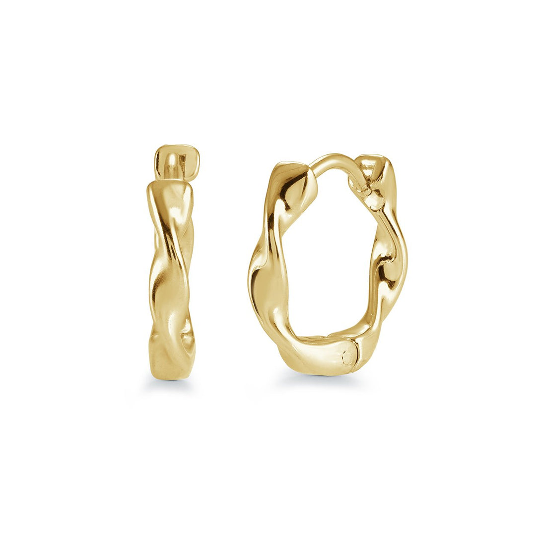 Gold IP Twisted Huggie Hoop Earrings