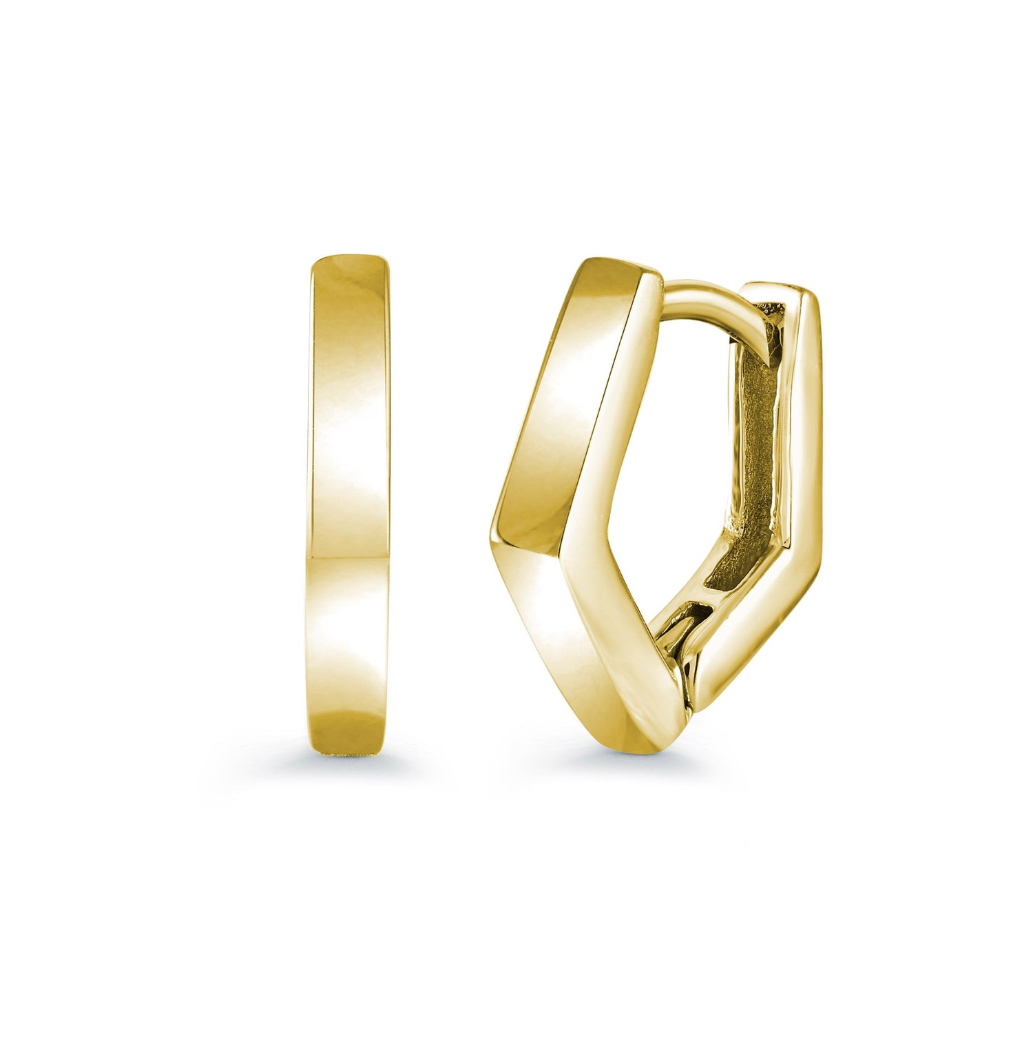 Childrens Gold IP Stainless Steel Pentagon Hoops