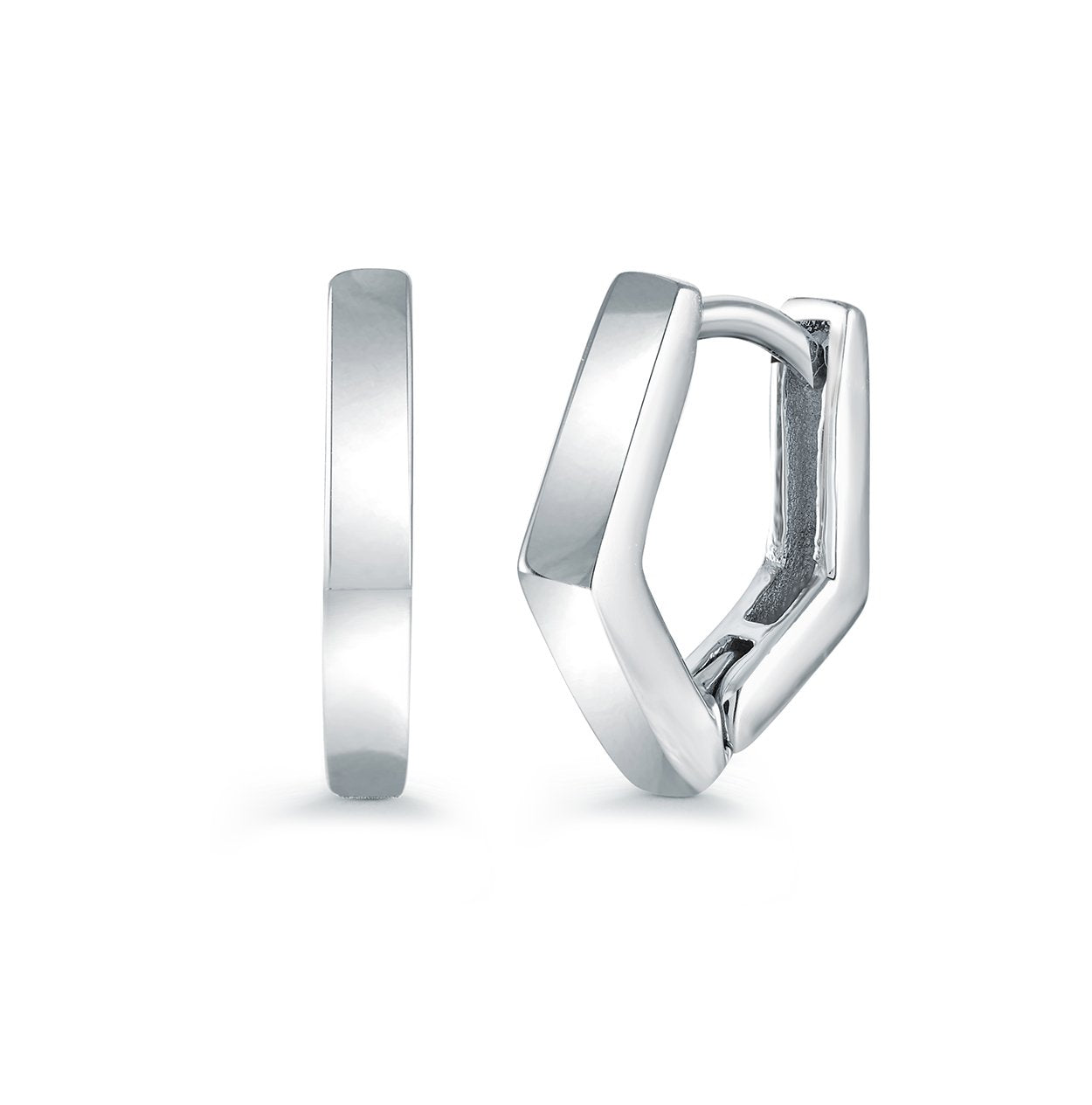 Childrens Stainless Steel Pentagon Hoop Earrings