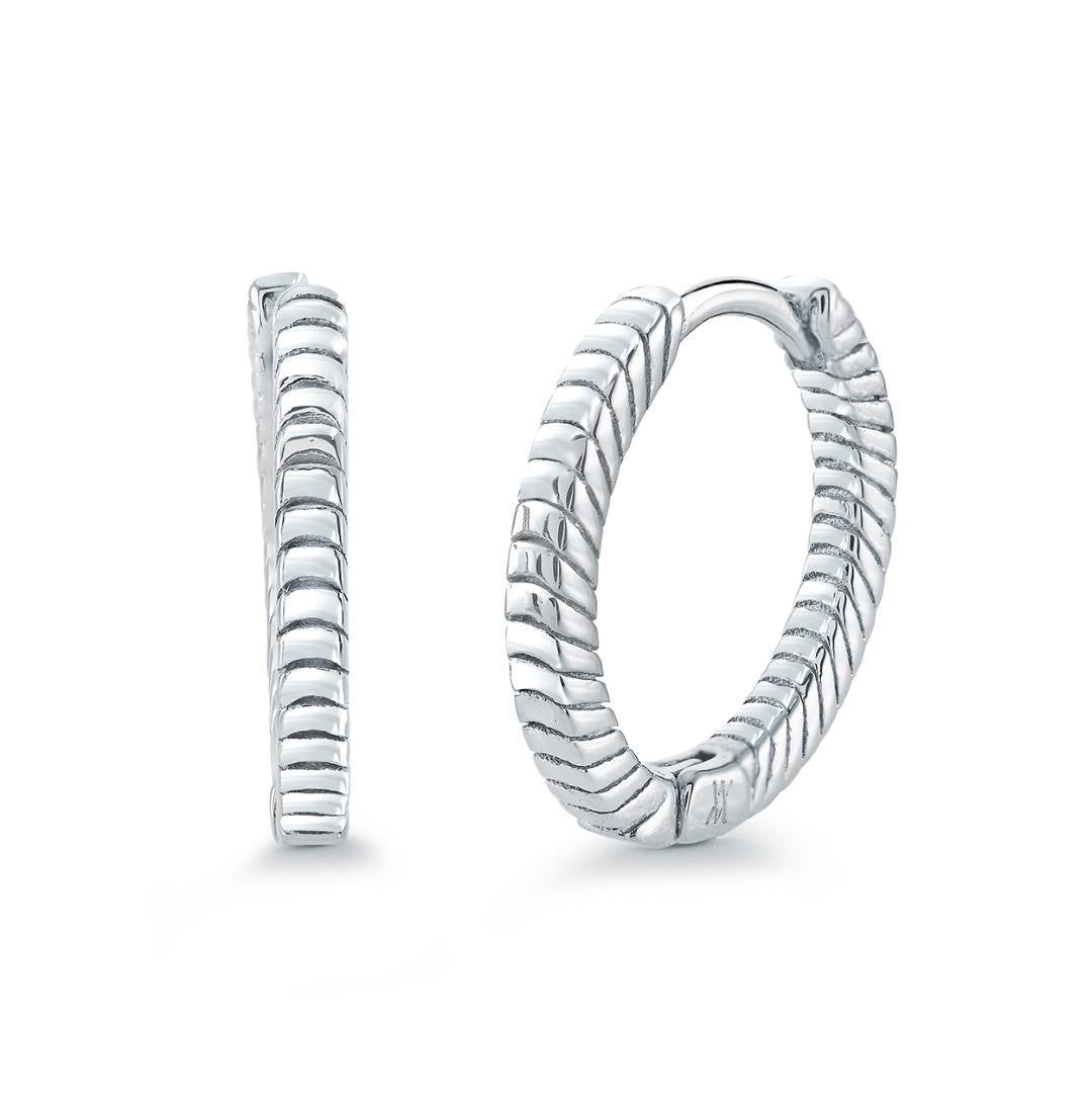 Rope Patterned Stainless Steel Huggie Earrings