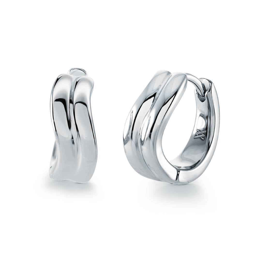Curved, Wave Patterned 14mm Huggie Hoops