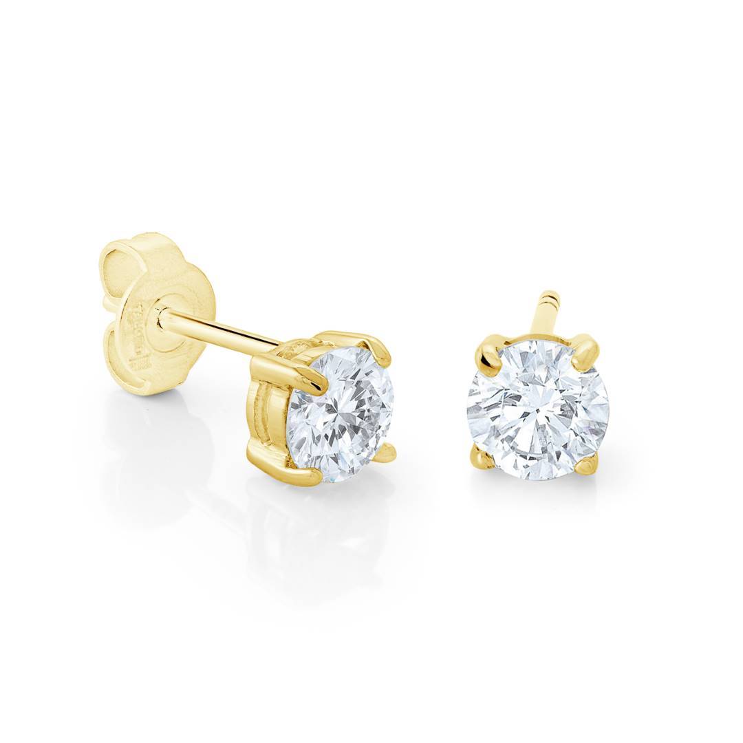 Veloria Gold IP Stainless Steel 3mm Cubic Zirconia Stud Earrings