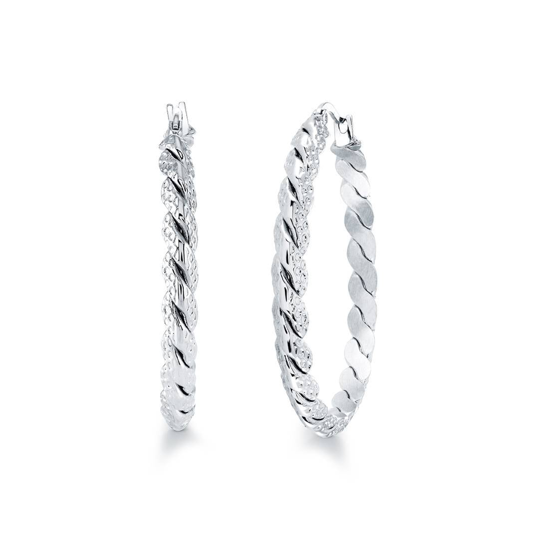 40mm Large Diamond Cut Hoop Earrings