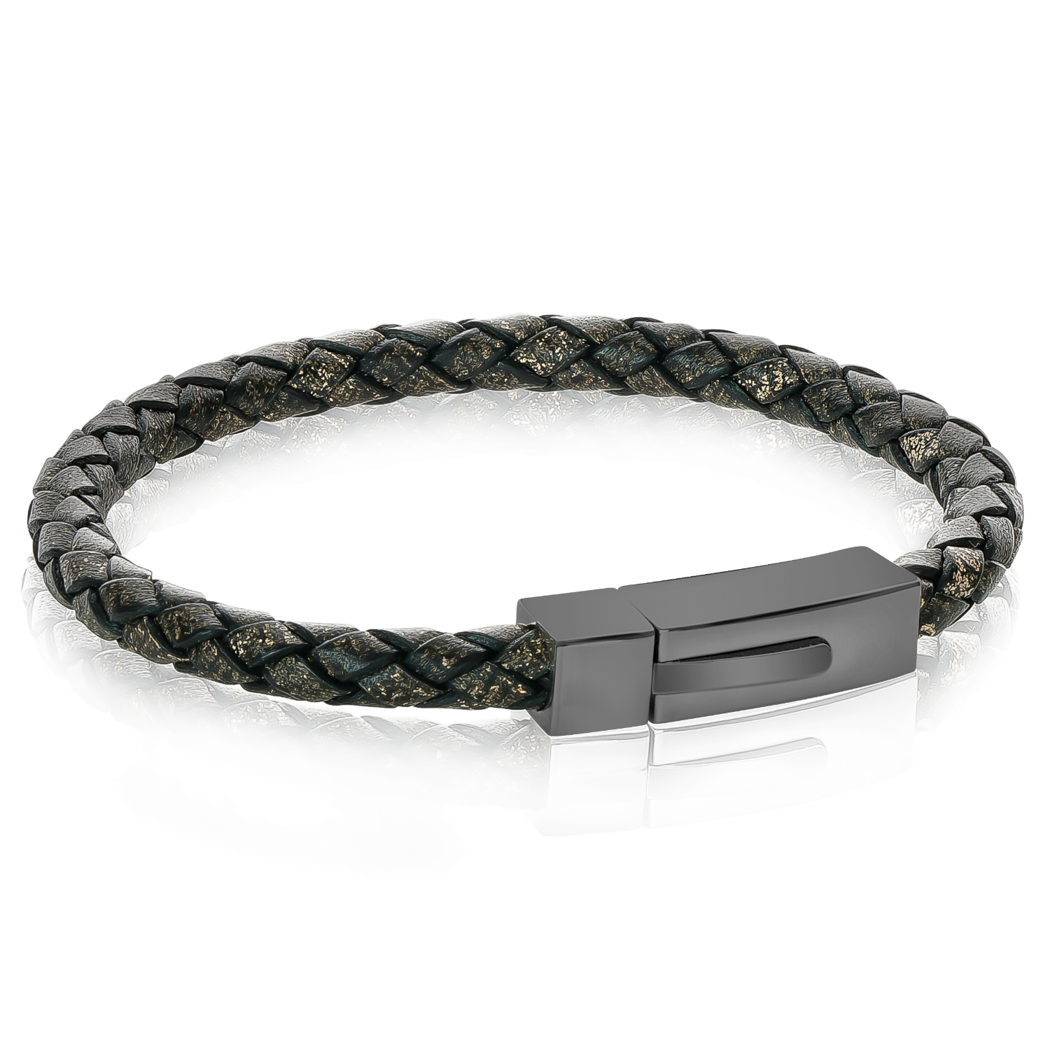 Italgem Leather & Steel Bracelet, 7.5"
