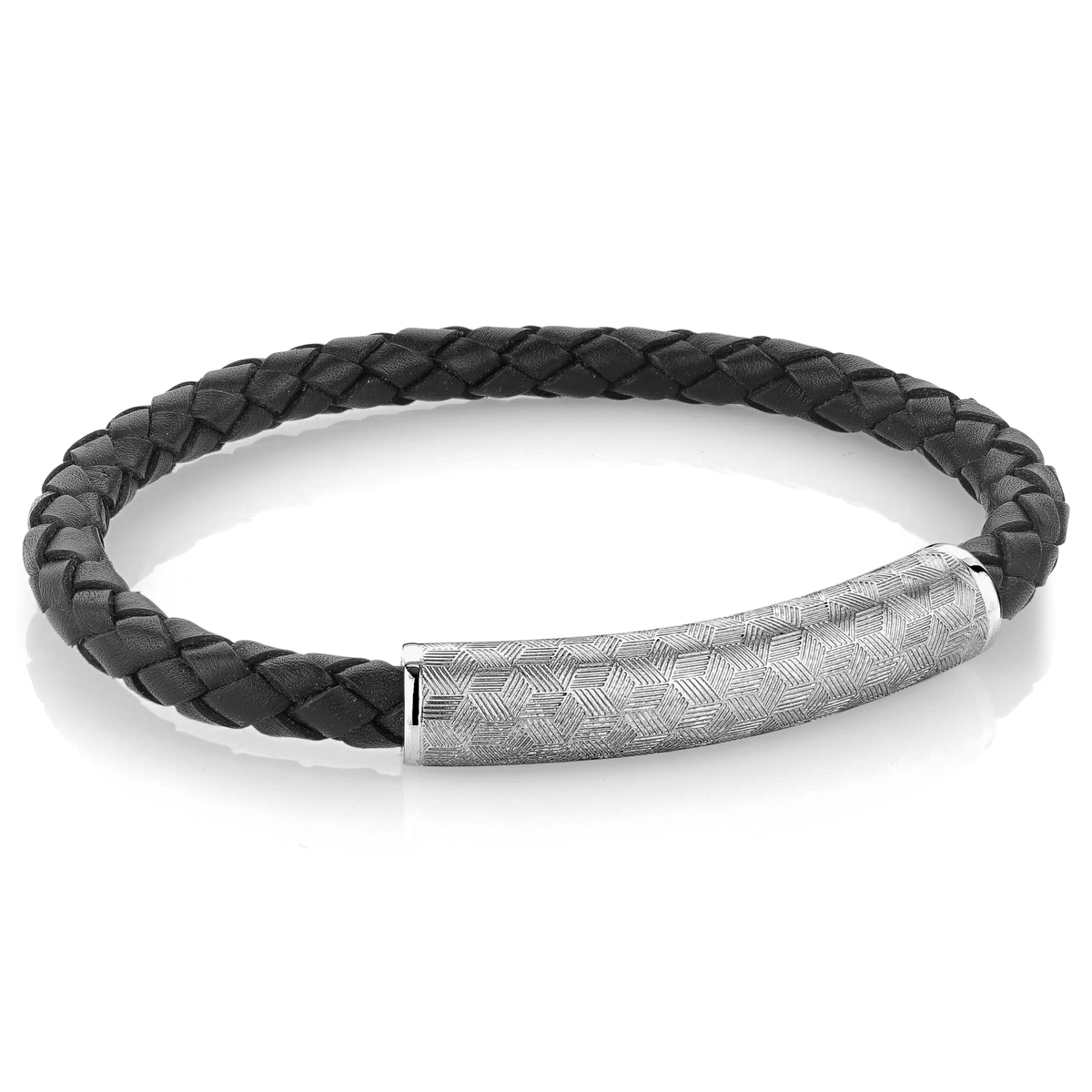 Italgem Leather & Steel Bracelet, 7.5"