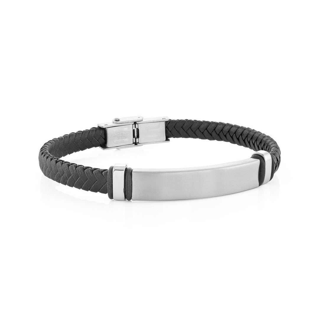 Steel & Leather 5.6MM Braided Bracelet, 8.0"
