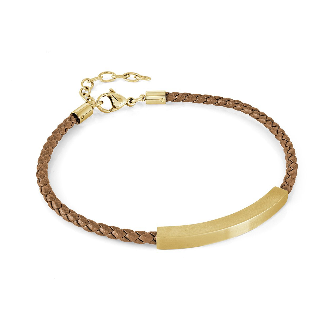 Italgem Steel 3MM Tan Leather Bracelet