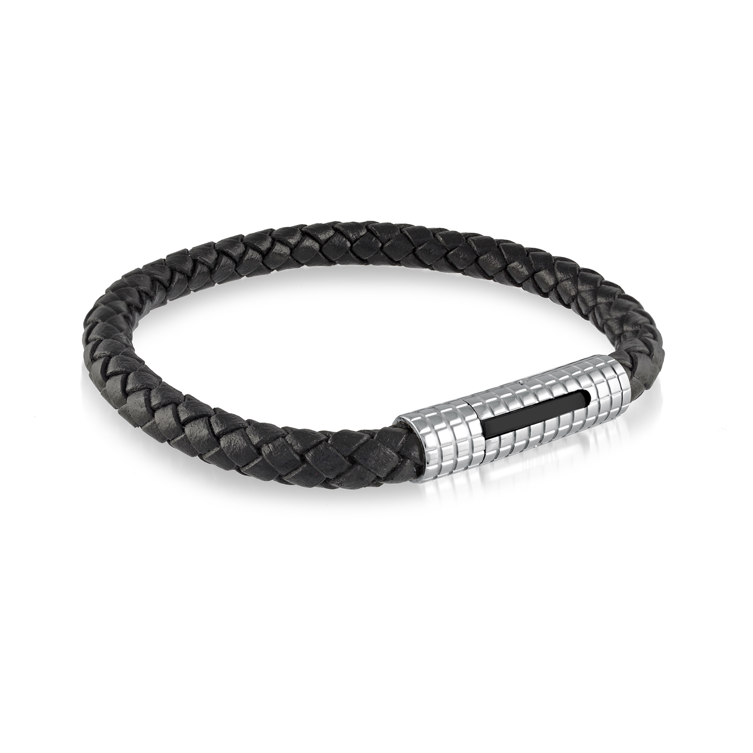 Italgem Leather & Steel Bracelet, 7.5"