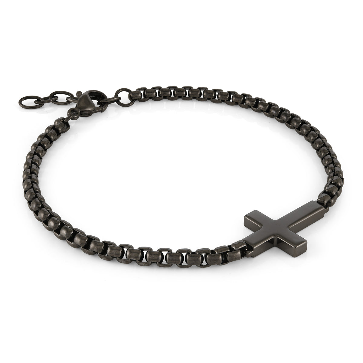 Gunmetal Cross Bracelet