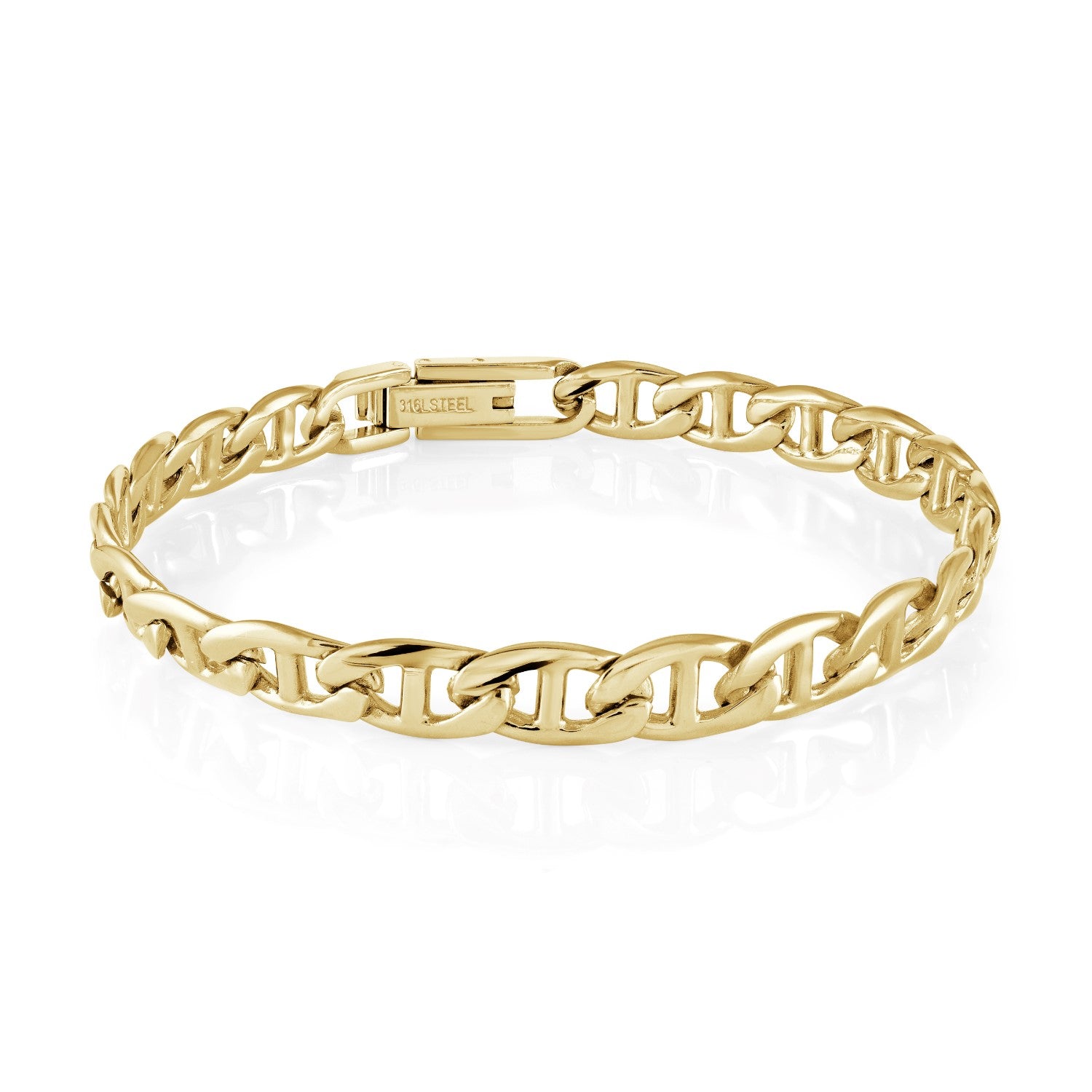 Italgem Steel 7mm Marine Link Bracelet, 8"