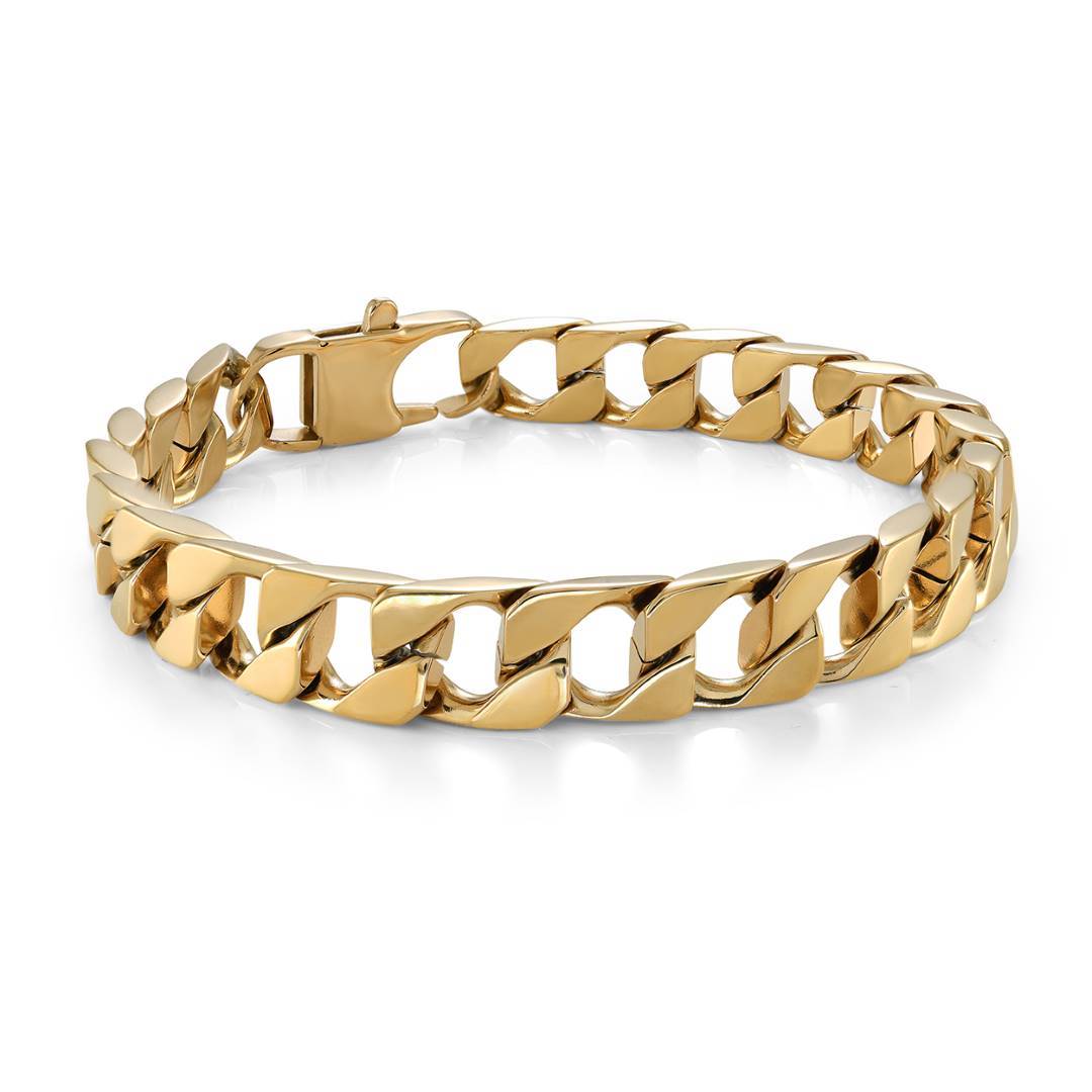 Gold-Plated Stainless Steel 9.4mm Curb Link Bracelet