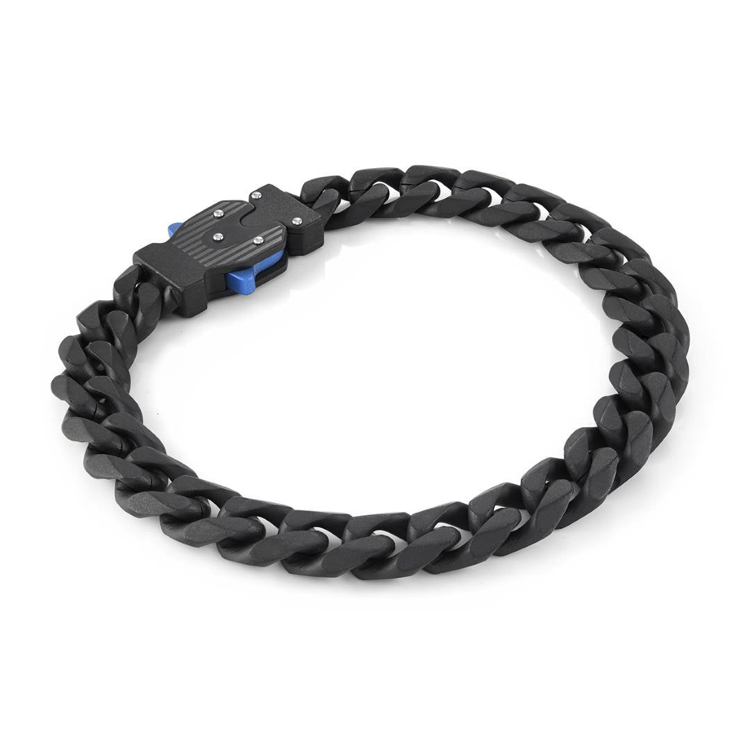 10MM Black Curb Link Bracelet, Stainless Steel