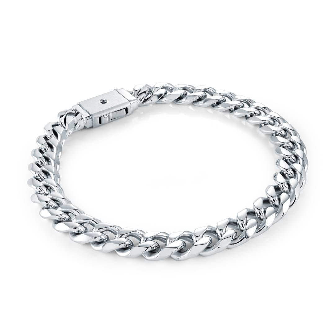 High Polish 8mm Curb Link Bracelet, 8"