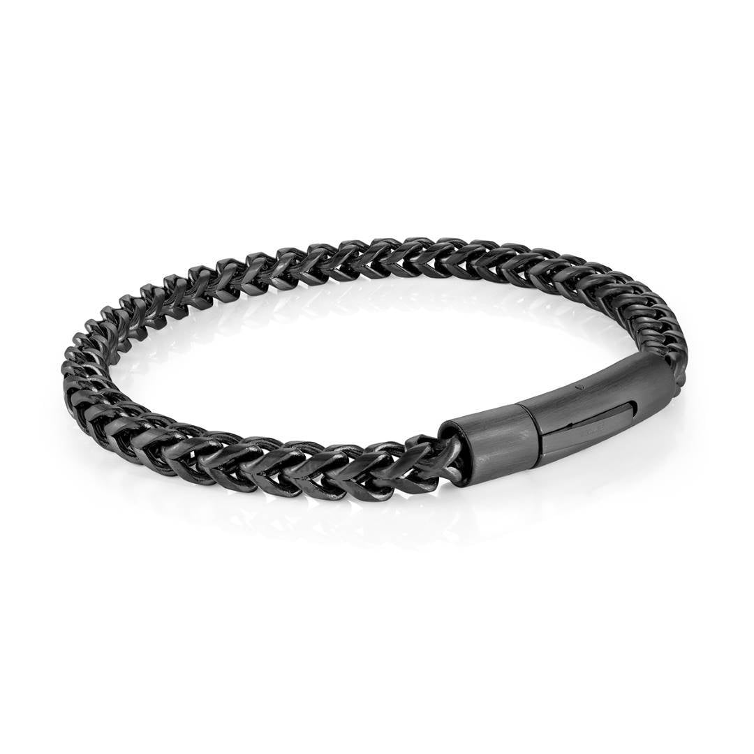Italgem Steel 5mm Black-IP Franco Link Bracelet