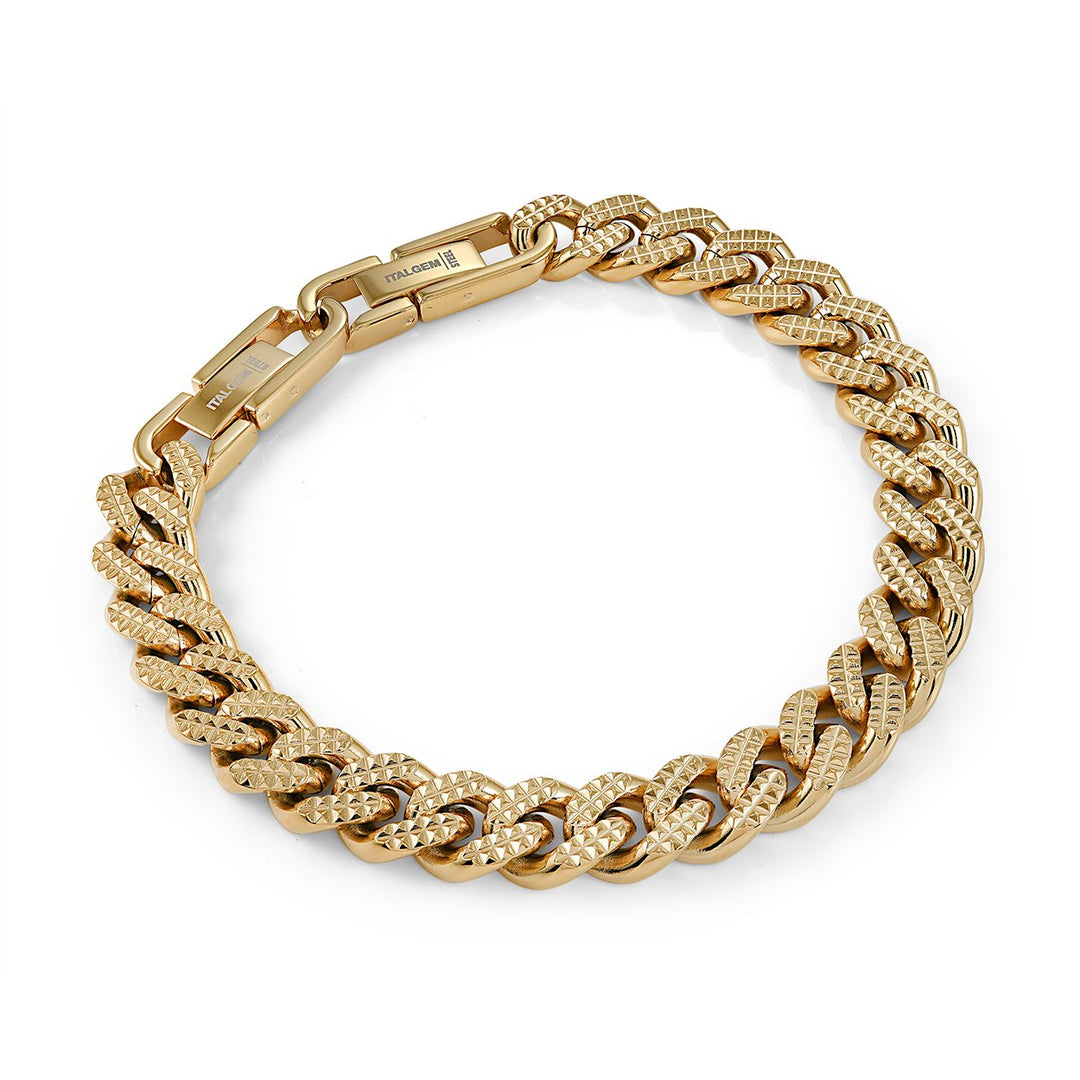 10MM Diamond Cut Gold IP Curb Link Bracelet