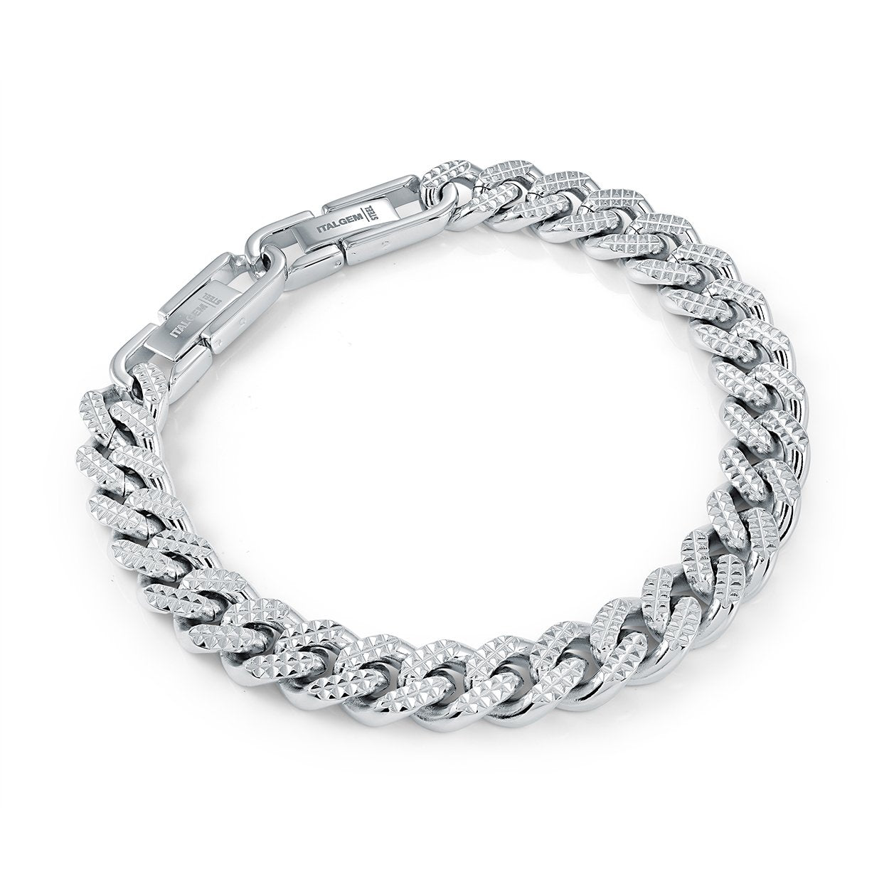 Italgem Stainless Steel 10mm Diamond-Cut Curb Link Bracelet