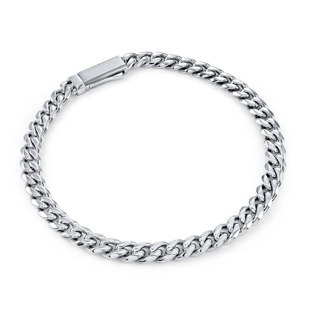 4.6MM Curb Link Bracelet, Key Clasp, 7"