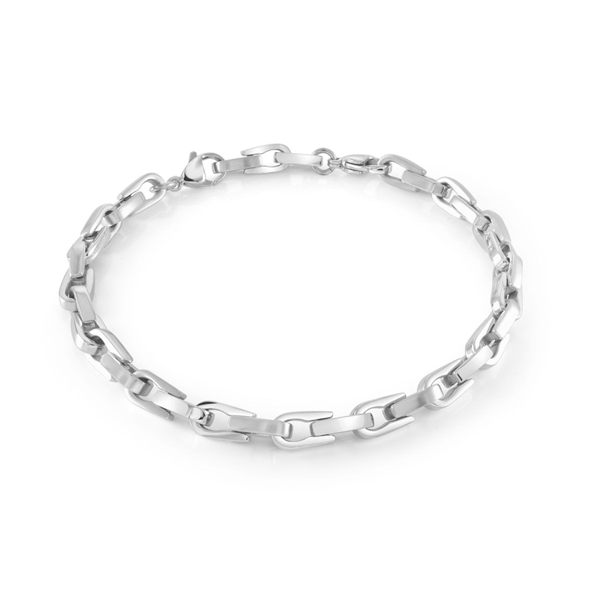 'U' Link Polished and Brushed Chain Bracelet