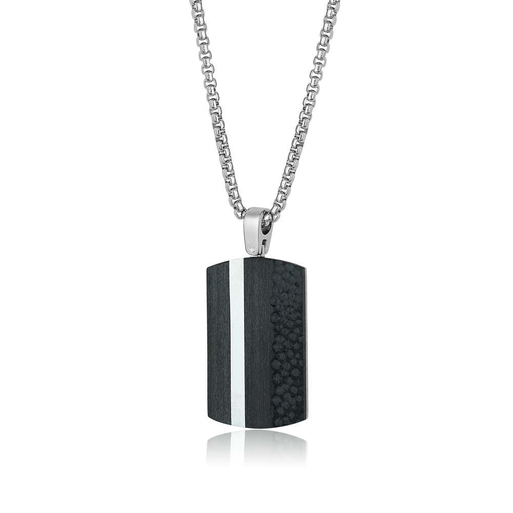 Italgem Black & Steel Dog Tag Pendant, 22"