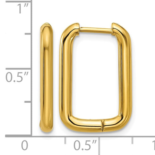 Gold IP Rectangular 20.5MM Hoop Earrings