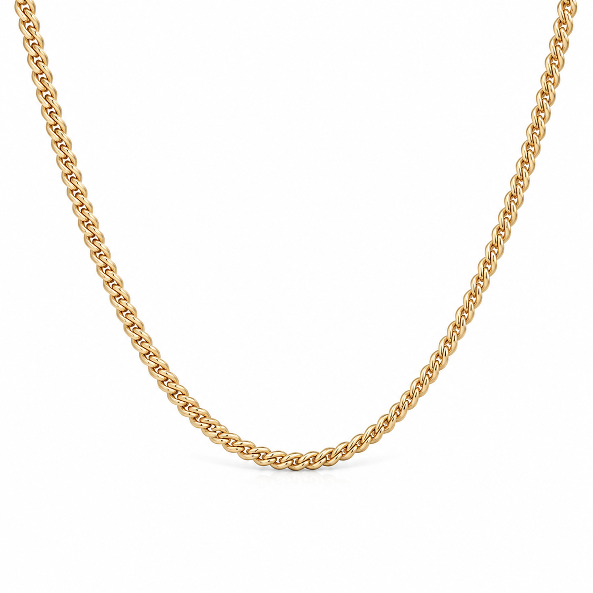 18k Gold Vermeil Over Sterling Silver 2mm Curb Link Chain 19.7" Necklace