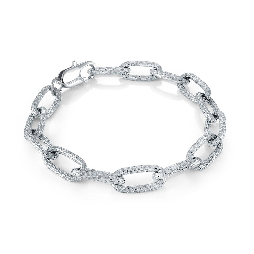 Veloria Diamond Cut 8MM Oval Link Bracelet