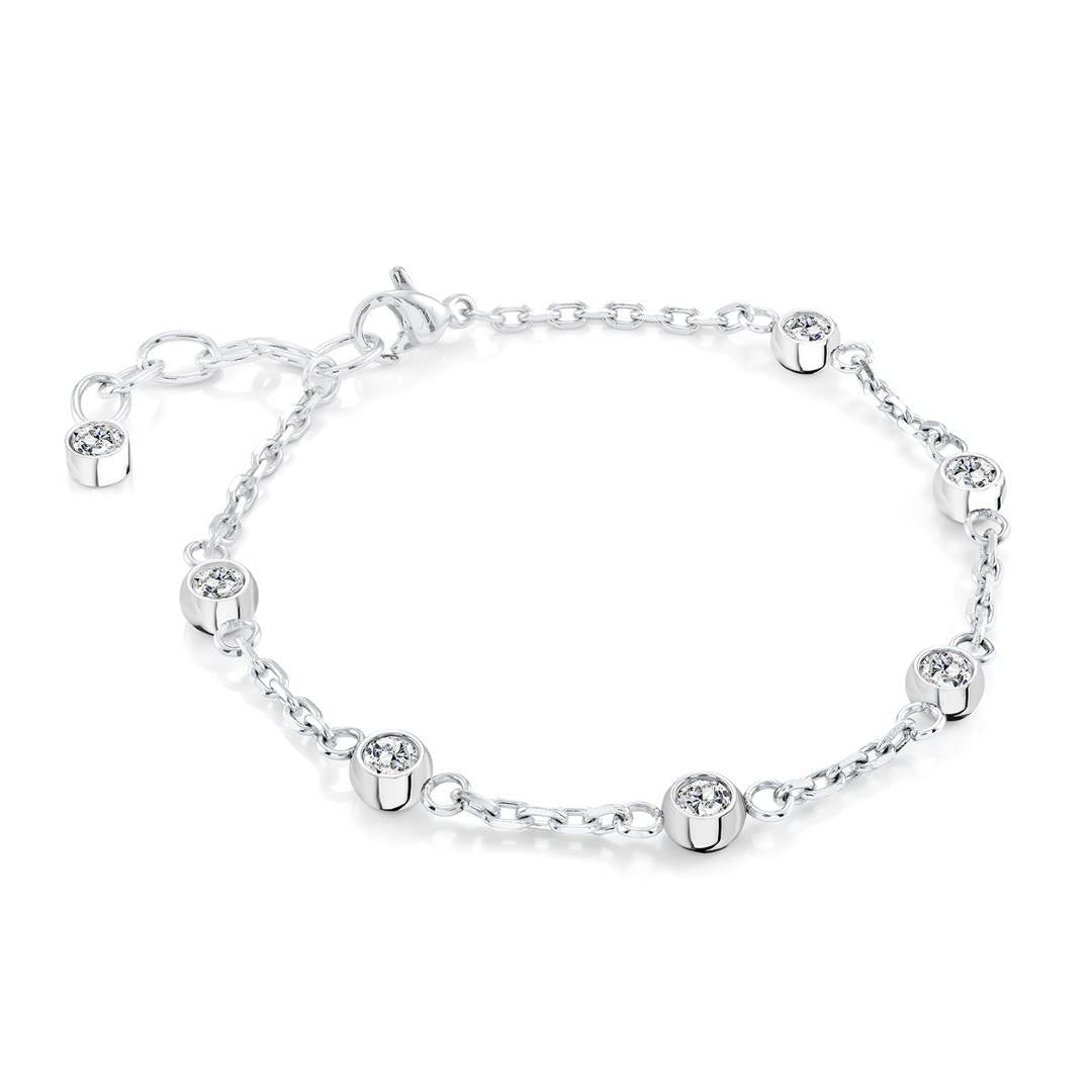 Children’s Stainless Steel CZ Station Bracelet