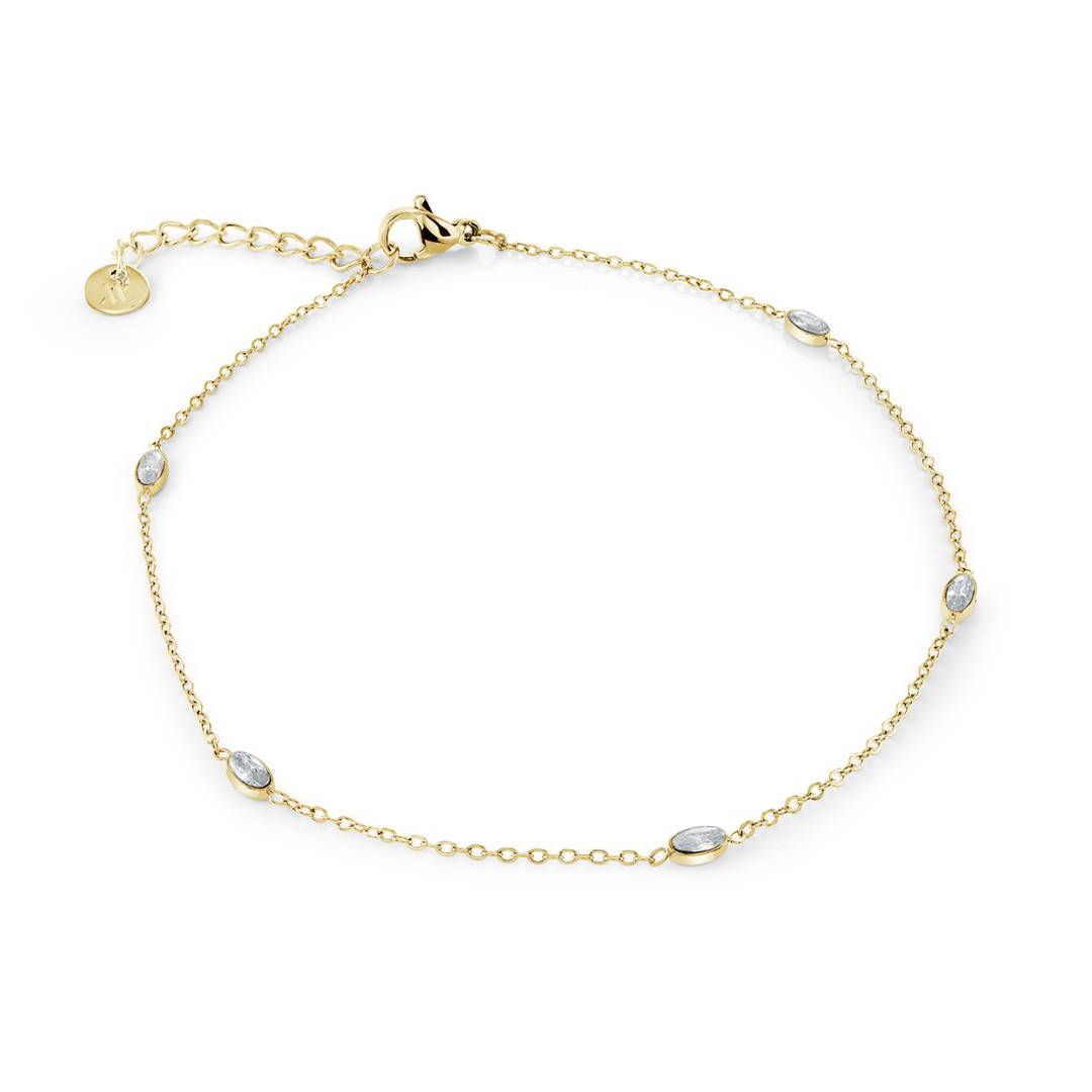 GP Stainless Oval Cubic Zirconia Station Bracelet
