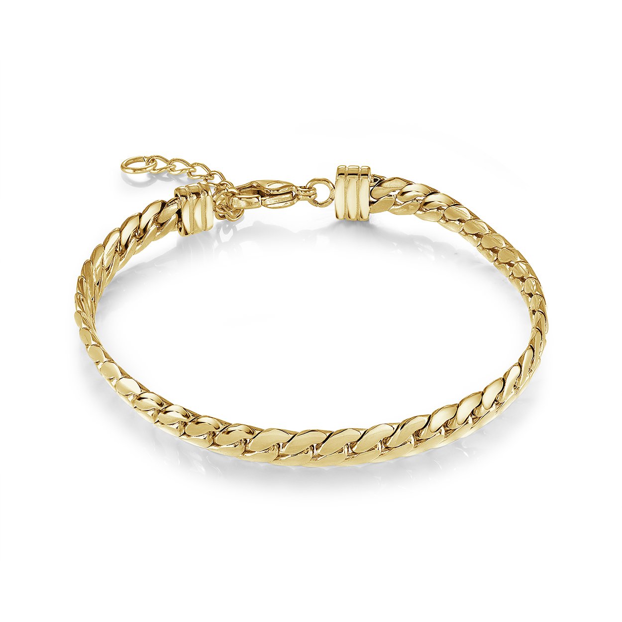 Veloria Gold IP Stainless Steel 6mm Flat Curb Bracelet
