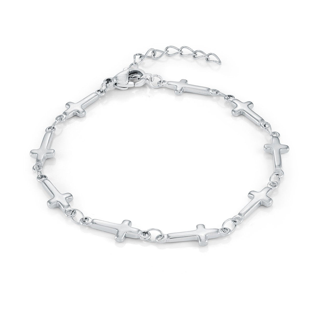 5mm Multi Cross Stainless Steel Bracelet, 6+1"