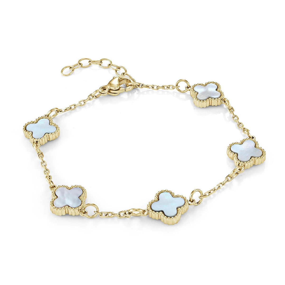 Lucky Clover Mother-of-Pearl Bracelet, GP