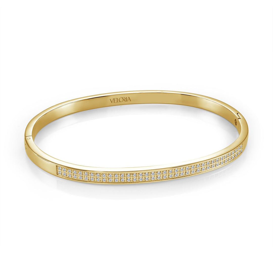 Double Row White CZ 6.5" Bangle Bracelet