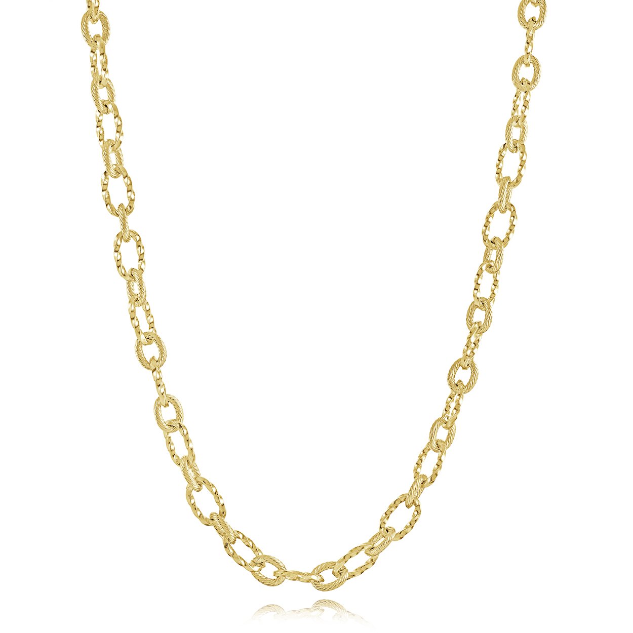 Gold IP Diamond Cut Cable Link Chain, 18"