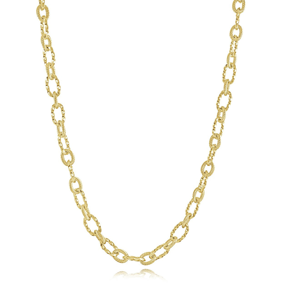 Gold IP Diamond Cut Cable Link Chain, 18"