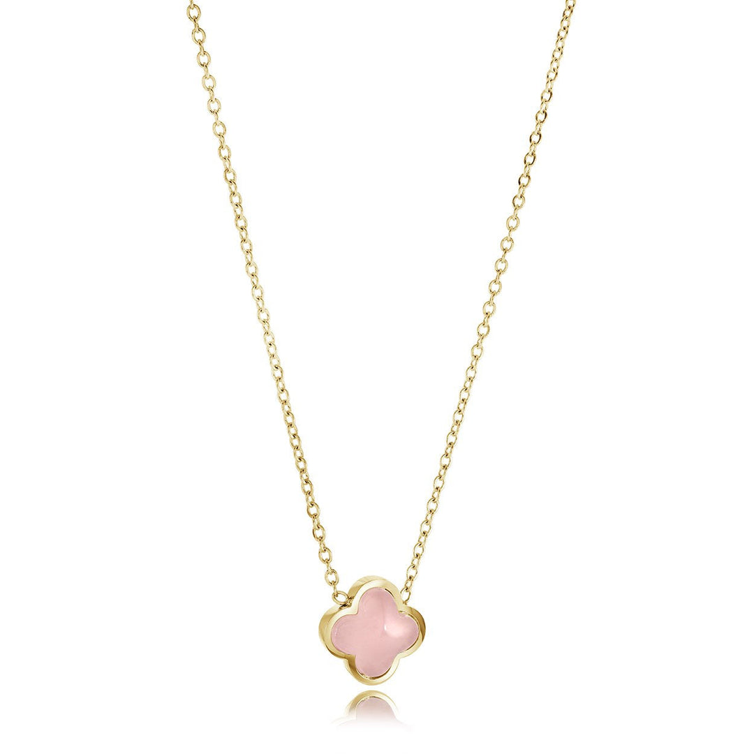 Rose Quartz 10MM Lucky Clover Necklace