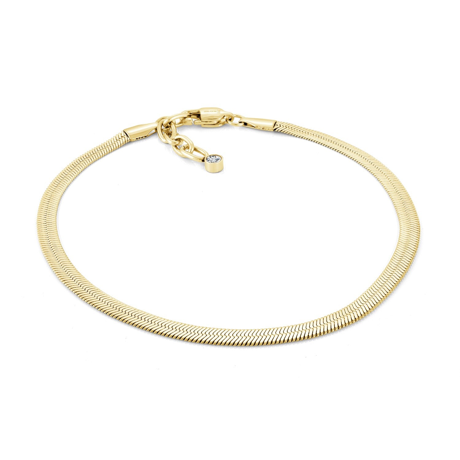 Italgem Steel Herringbone Anklet, 10"