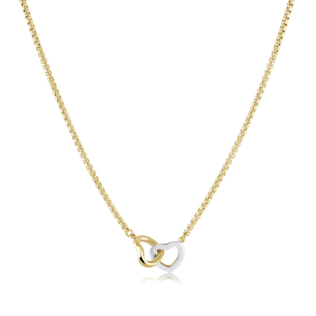 GP & White Enamel Double Heart Necklace