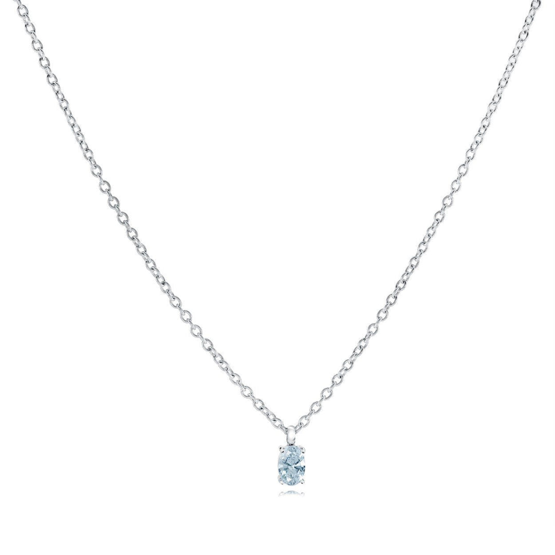 Veloria Stainless Steel Oval CZ Solitaire Pendant