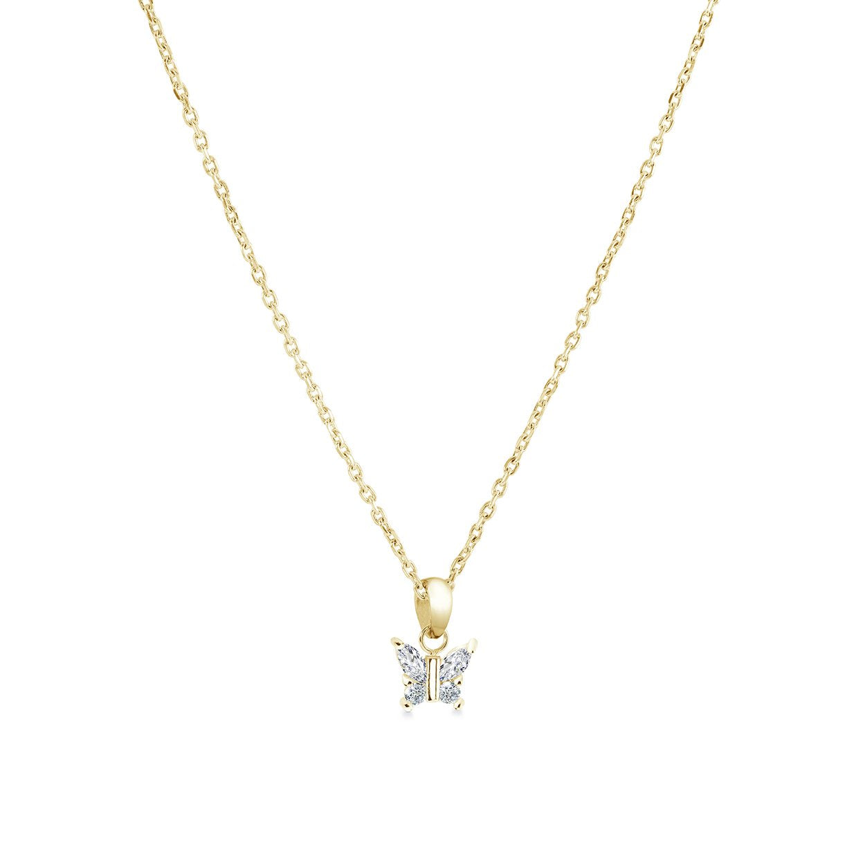 Children’s Gold IP CZ Butterfly Necklace