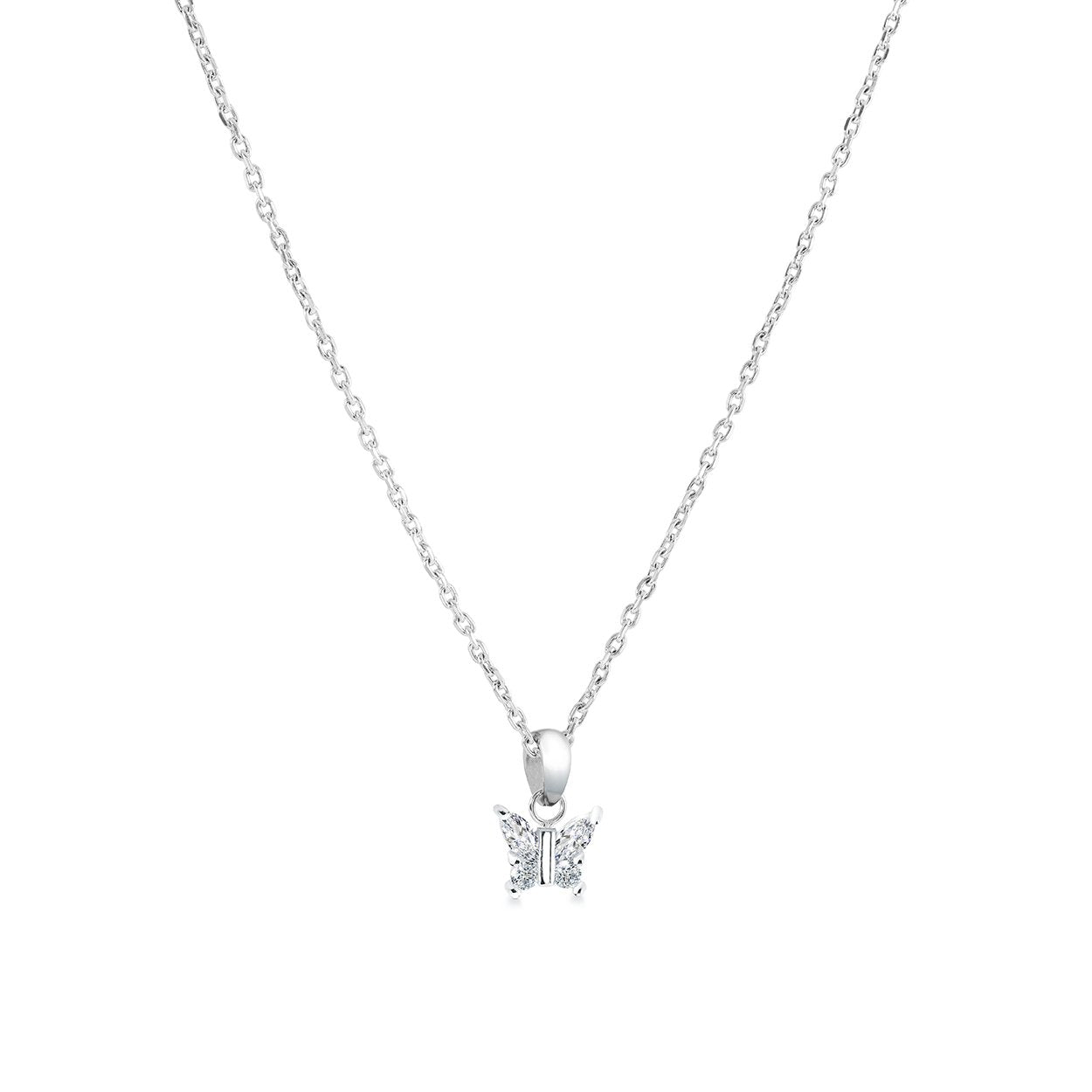 Children’s Stainless Steel White CZ Butterfly Necklace